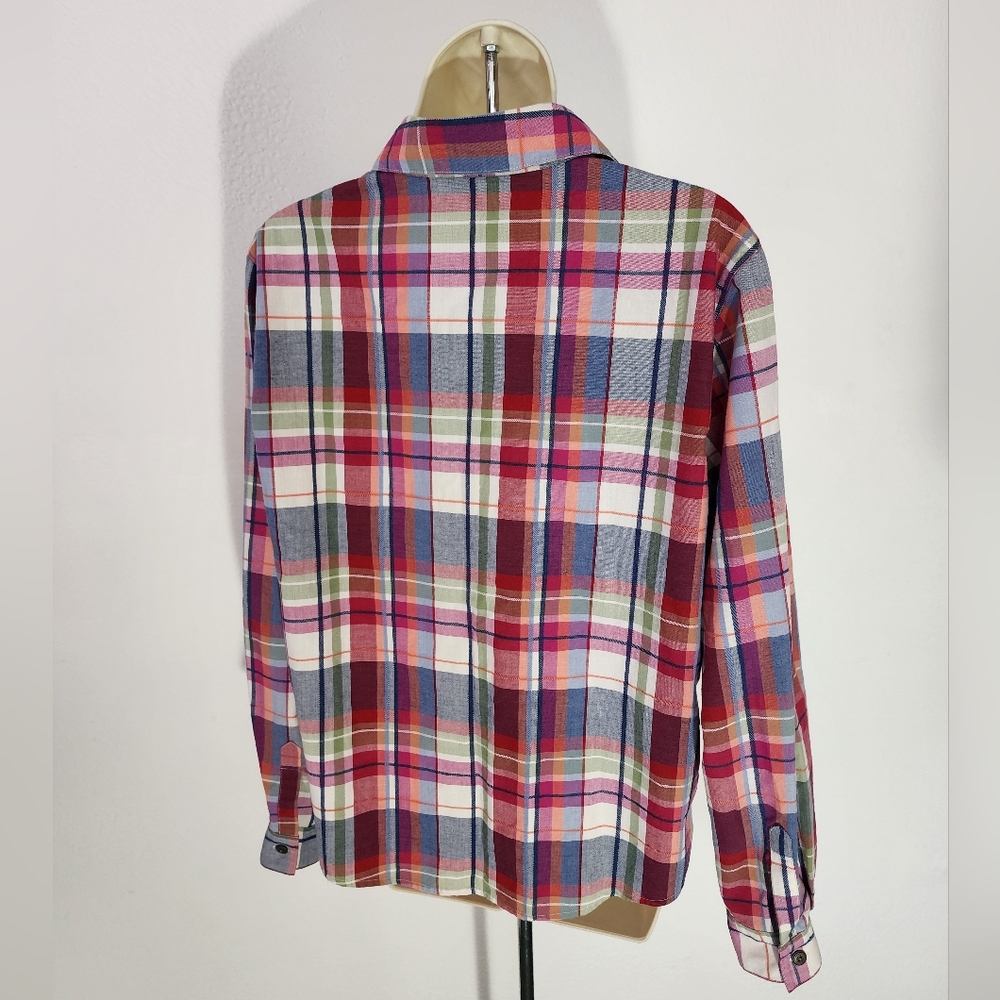 Alfred Dunner Shirt Plaid Cotton Blend Button Up Red Size 10 - Picture 7 of 15